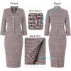 imageVFSHOW Womens Work Business V Neck Buttons Vintage Church Office Lapel Collared Peplum Pencil Sheath DressPink Tweed