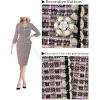 imageVFSHOW Womens Work Business V Neck Buttons Vintage Church Office Lapel Collared Peplum Pencil Sheath DressPink Tweed