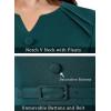 imageVFSHOW Womens Work Office Business Pleated Notch V Neck Buttons Fitted Belted Pencil Sheath DressGreen