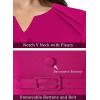 imageVFSHOW Womens Work Office Business Pleated Notch V Neck Buttons Fitted Belted Pencil Sheath DressHot Pink
