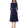 imageVFSHOW Womens 2024 Business Office Work Professional Elegant Slim Midi Aline Fit and Flare DressNavy Blue