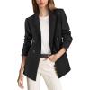 imageVFSHOW Womens Open Front Peak Lapel Double Breasted Back Slit Pockets Office Business Work Slim Blazer JacketBlack