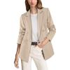 imageVFSHOW Womens Open Front Peak Lapel Double Breasted Back Slit Pockets Office Business Work Slim Blazer JacketKhaki