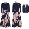 imageVFSHOW Womens Elegant Pockets Belted Work Business Office Casual Party Pleated ALine Midi DressNavy Blue Pink Floral