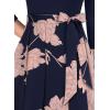 imageVFSHOW Womens Elegant Pockets Belted Work Business Office Casual Party Pleated ALine Midi DressNavy Blue Pink Floral