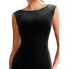 imageVFSHOW Womens 2025 Boat Neck Formal Bodycon Maxi Dress Sleeveless Slim Fitted Wedding Guest Long Cocktail Mermaid DressesBlack Velvet