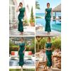 imageVFSHOW Womens 2025 Boat Neck Formal Bodycon Maxi Dress Sleeveless Slim Fitted Wedding Guest Long Cocktail Mermaid DressesGreen Floral Print