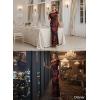 imageVFSHOW Womens 2025 One Shoulder Wedding Guest Bodycon Maxi Dress Sexy Off The Shoulder Fitted Formal Long Cocktail DressesBlack With Red Floral Print