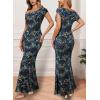 imageVFSHOW Womens 2025 One Shoulder Wedding Guest Bodycon Maxi Dress Sexy Off The Shoulder Fitted Formal Long Cocktail DressesBlue and Black Leopard Print