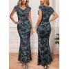 imageVFSHOW Womens 2025 One Shoulder Wedding Guest Bodycon Maxi Dress Sexy Off The Shoulder Fitted Formal Long Cocktail DressesBlue and Black Leopard Print
