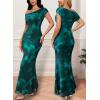 imageVFSHOW Womens 2025 One Shoulder Wedding Guest Bodycon Maxi Dress Sexy Off The Shoulder Fitted Formal Long Cocktail DressesGreen Floral Print