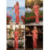 imageVFSHOW Womens 2025 One Shoulder Wedding Guest Bodycon Maxi Dress Sexy Off The Shoulder Fitted Formal Long Cocktail DressesOrange Floral Print