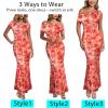 imageVFSHOW Womens 2025 One Shoulder Wedding Guest Bodycon Maxi Dress Sexy Off The Shoulder Fitted Formal Long Cocktail DressesOrange Floral Print