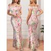 imageVFSHOW Womens 2025 One Shoulder Wedding Guest Bodycon Maxi Dress Sexy Off The Shoulder Fitted Formal Long Cocktail DressesPink Floral Printb