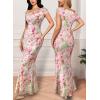 imageVFSHOW Womens 2025 One Shoulder Wedding Guest Bodycon Maxi Dress Sexy Off The Shoulder Fitted Formal Long Cocktail DressesPink Floral Printb