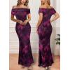 imageVFSHOW Womens 2025 One Shoulder Wedding Guest Bodycon Maxi Dress Sexy Off The Shoulder Fitted Formal Long Cocktail DressesPurple Floral Print
