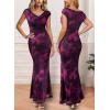 imageVFSHOW Womens 2025 One Shoulder Wedding Guest Bodycon Maxi Dress Sexy Off The Shoulder Fitted Formal Long Cocktail DressesPurple Floral Print
