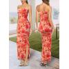 imageVFSHOW Womens 2025 Sexy Backless Formal Tube Bodycon Maxi Dress Strapless Side Slit Beach Wedding Guest Long Cocktail DressesOrange Floral Print