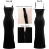 imageVFSHOW Womens 2025 Spaghetti Strap Cocktail Bodycon Maxi Dress Sexy Backless Scoop Neck Wedding Guest Formal Long DressesBlack Velvet