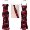 imageVFSHOW Womens 2025 Spaghetti Strap Cocktail Bodycon Maxi Dress Sexy Backless Scoop Neck Wedding Guest Formal Long DressesBlack With Red Rose Floral Print