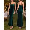 imageVFSHOW Womens 2025 Spaghetti Strap Cocktail Bodycon Maxi Dress Sexy Backless Scoop Neck Wedding Guest Formal Long DressesGreen Velvet