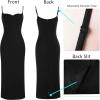 imageVFSHOW Womens 2025 Spaghetti Strap Cocktail Bodycon Midi Dress Sexy Backless Sweetheart Neck Wedding Guest MidCalf DressesBlack