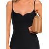 imageVFSHOW Womens 2025 Spaghetti Strap Cocktail Bodycon Midi Dress Sexy Backless Sweetheart Neck Wedding Guest MidCalf DressesBlack