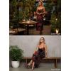 imageVFSHOW Womens 2025 Spaghetti Strap Cocktail Bodycon Midi Dress Sexy Backless Sweetheart Neck Wedding Guest MidCalf DressesBlack With Red Floral Print
