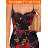 imageVFSHOW Womens 2025 Spaghetti Strap Cocktail Bodycon Midi Dress Sexy Backless Sweetheart Neck Wedding Guest MidCalf DressesBlack With Red Floral Print