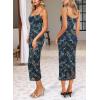imageVFSHOW Womens 2025 Spaghetti Strap Cocktail Bodycon Midi Dress Sexy Backless Sweetheart Neck Wedding Guest MidCalf DressesBlue and Black Leopard Print