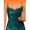 imageVFSHOW Womens 2025 Spaghetti Strap Cocktail Bodycon Midi Dress Sexy Backless Sweetheart Neck Wedding Guest MidCalf DressesGreen Floral Print