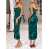 imageVFSHOW Womens 2025 Spaghetti Strap Cocktail Bodycon Midi Dress Sexy Backless Sweetheart Neck Wedding Guest MidCalf DressesGreen Floral Print
