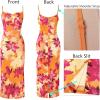 imageVFSHOW Womens 2025 Spaghetti Strap Cocktail Bodycon Midi Dress Sexy Backless Sweetheart Neck Wedding Guest MidCalf DressesOrange Floral Print