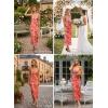 imageVFSHOW Womens 2025 Spaghetti Strap Cocktail Bodycon Midi Dress Sexy Backless Sweetheart Neck Wedding Guest MidCalf DressesOrange Floral Printb