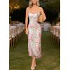 imageVFSHOW Womens 2025 Spaghetti Strap Cocktail Bodycon Midi Dress Sexy Backless Sweetheart Neck Wedding Guest MidCalf DressesPink Floral Print