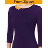 imageVFSHOW Womens Slim Zipper Up Work Business Office Party Bodycon Pencil Sheath DressDark Purple