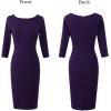 imageVFSHOW Womens Slim Zipper Up Work Business Office Party Bodycon Pencil Sheath DressDark Purple