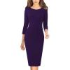 imageVFSHOW Womens Slim Zipper Up Work Business Office Party Bodycon Pencil Sheath DressDark Purple
