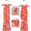 imageVFSHOW Womens Spaghetti Strap Ruffle Ruched Bodycon Maxi Dress 2025 Sexy Cold Shoulder Fitted Formal Long Cocktail DressOrange Floral Print
