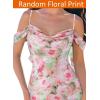 imageVFSHOW Womens Spaghetti Strap Ruffle Ruched Bodycon Maxi Dress 2025 Sexy Cold Shoulder Fitted Formal Long Cocktail DressPink Floral Print