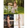 imageVFSHOW Womens Spaghetti Strap Ruffle Ruched Bodycon Maxi Dress 2025 Sexy Cold Shoulder Fitted Formal Long Cocktail DressPink Floral Print