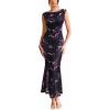 imageVFSHOW Womens 2025 Boat Neck Formal Bodycon Maxi Dress Sleeveless Slim Fitted Wedding Guest Long Cocktail Mermaid DressesBlack With Purple Abstract Print