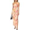imageVFSHOW Womens 2025 Sexy Backless Formal Tube Bodycon Maxi Dress Strapless Side Slit Beach Wedding Guest Long Cocktail DressesPink and Orange Floral Print