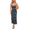 imageVFSHOW Womens 2025 Spaghetti Strap Cocktail Bodycon Midi Dress Sexy Backless Sweetheart Neck Wedding Guest MidCalf DressesBlue and Black Leopard Print