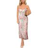 imageVFSHOW Womens 2025 Spaghetti Strap Cocktail Bodycon Midi Dress Sexy Backless Sweetheart Neck Wedding Guest MidCalf DressesPink Floral Print
