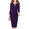 imageVFSHOW Womens Slim Zipper Up Work Business Office Party Bodycon Pencil Sheath DressDark Purple