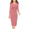 imageVFSHOW Womens Slim Zipper Up Work Business Office Party Bodycon Pencil Sheath DressDusty Pink