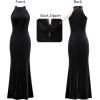 imageVFSHOW Womens 2025 Halter Neck Formal Bodycon Maxi Dress Sleeveless Slim Fitted Wedding Guest Long Cocktail Mermaid DressesBlack Velvet
