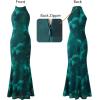 imageVFSHOW Womens 2025 Halter Neck Formal Bodycon Maxi Dress Sleeveless Slim Fitted Wedding Guest Long Cocktail Mermaid DressesGreen Floral Print
