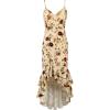 imageVFSHOW Womens Formal Double Layer Ruffle High Low Maxi Dress 2025 Sexy Backless V Neck Spaghetti Strap Wedding Guest DressesBeige Jacquard Lace Floral